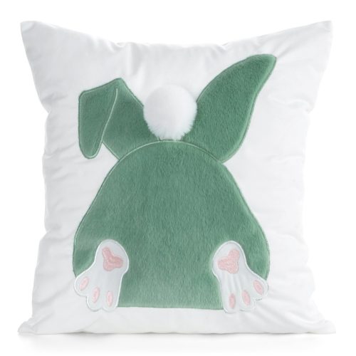 Poszewka dekoracyjna velvet zajączek zielony